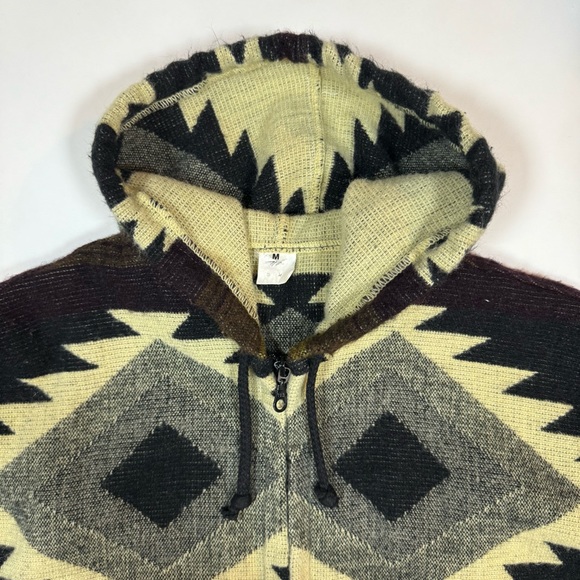VINTAGE Unisex Men's Native American Southwestern Zip Up Sweater sz Sm Alpaca - Picture 7 of 8